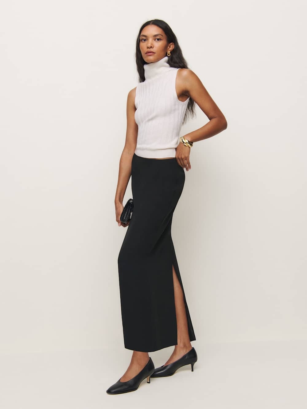Reformation Jordan Low Waist Skirt Black - Size 4